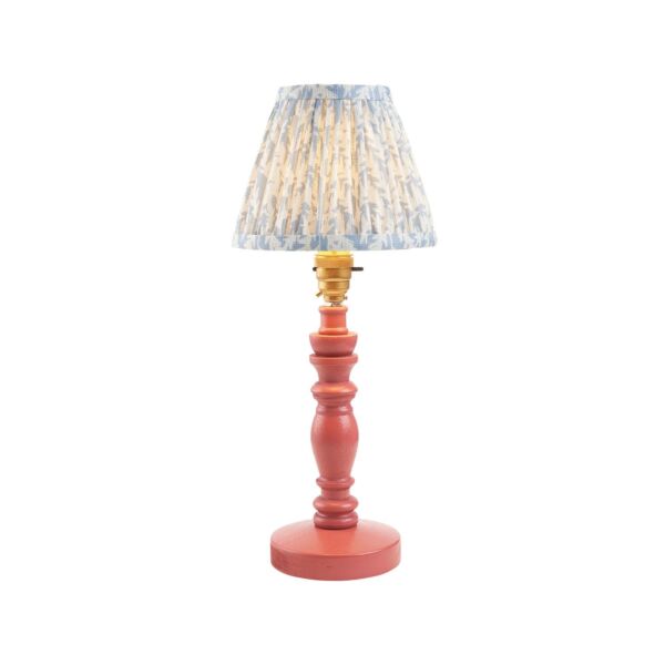 Endon Lighting - Bibury & Leaf 16cm - 115906 - Pink Aged Brass Blue Table Lamp With Shade