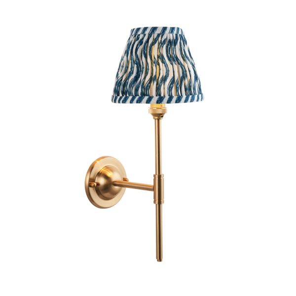 Endon Lighting - Dome T Bar & Ripple 16cm - 115606 - Aged Brass Blue Wall Light