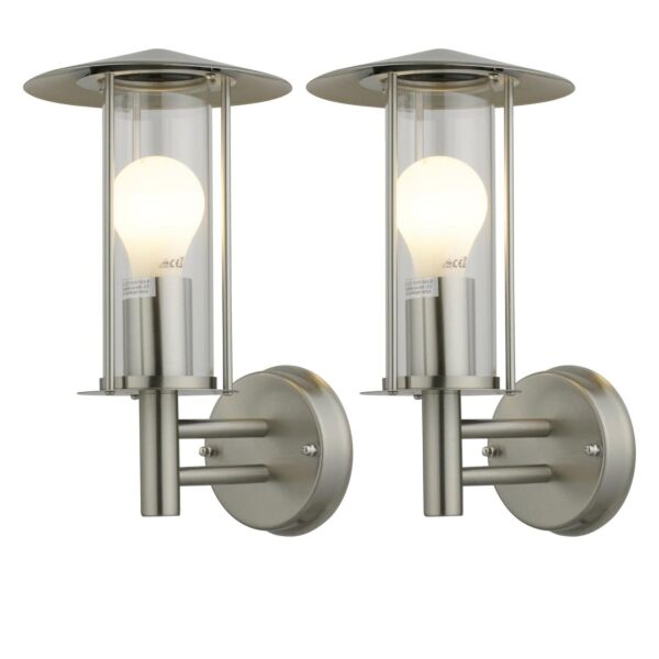 Set of 2 Treviso - Brushed Stainless Steel Outdoor Wall Lights