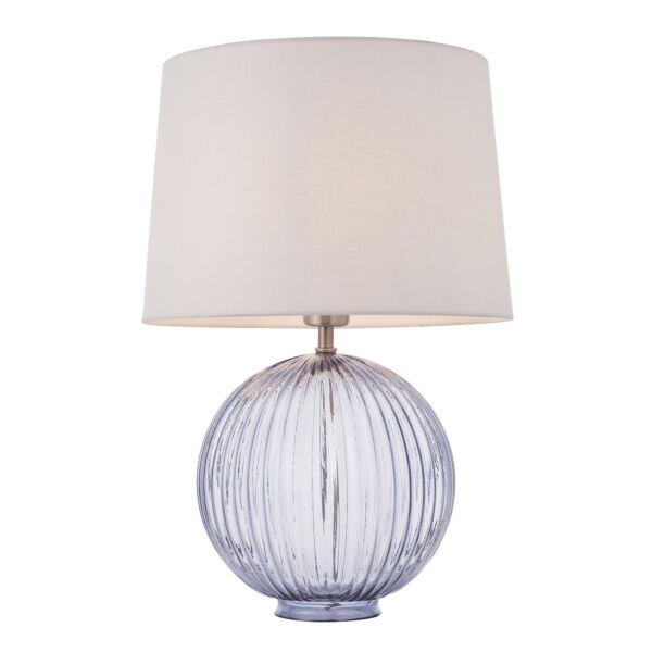 Endon Lighting - Jemma - 92908 - Smoked Glass Vintage White Table Lamp With Shade