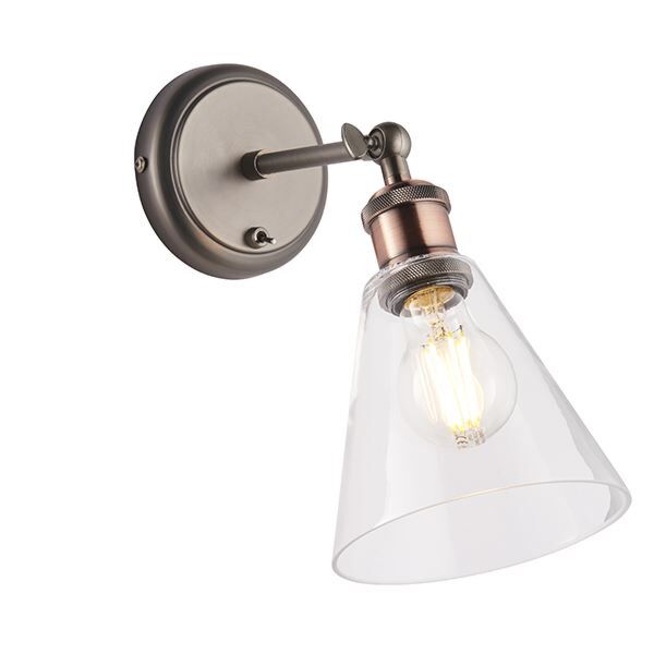 Endon Lighting - Hal - 92874 - Antique Pewter Aged Copper Clear Glass Spotlight