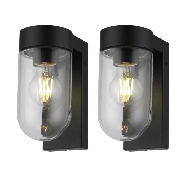 Set of 2 Parnie - Black IP44 Outdoor Wall Lights