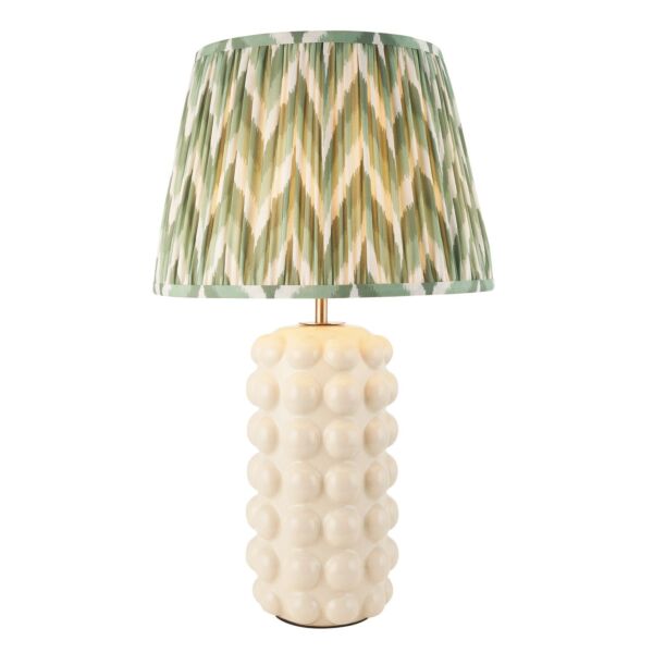 Endon Lighting - Bobble & Zigzag 35cm - 116389 - White Crackle Aged Brass Green Ceramic Table Lamp With Shade