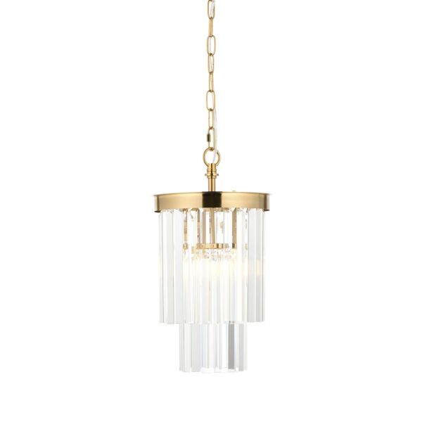 Endon Lighting - Conaston - 115455 - Aged Brass Clear Cut Glass Ceiling Pendant Light