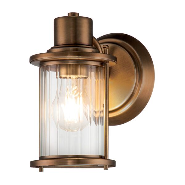 Quoizel Lighting - Riggs - QZ-RIGGS1-BATH-WS - Brass Clear Ribbed Glass IP44 Wall Light
