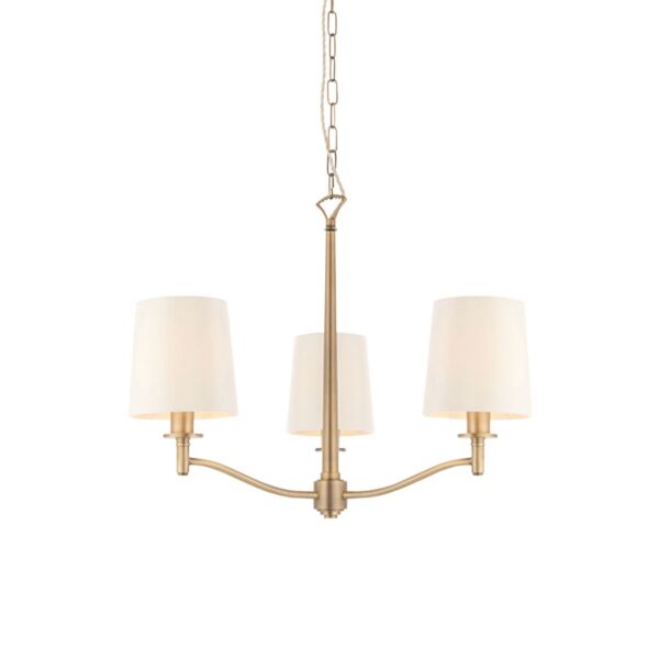 Endon Lighting - Ortona - 73411 - Antique Brass White 3 Light Ceiling Pendant Light