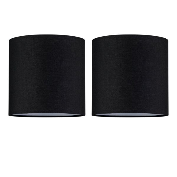 Set of 2 Black Textured Cotton 17cm Table Lamp Shades