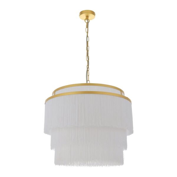 Ruffle - Matt Gold with White Tassells 3 Light Pendant