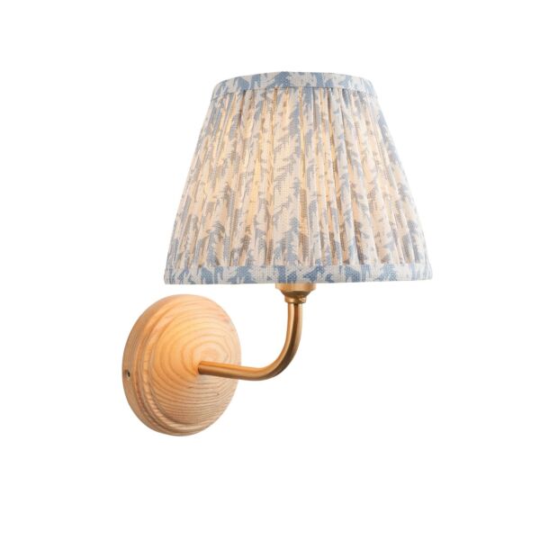 Endon Lighting - Wood Arc & Leaf 20cm - 116091 - Ash Wood Blue Wall Light