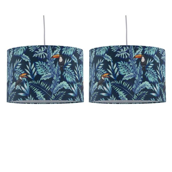 Set of 2 Toucan - Velvet Toucan Design 30cm Pendant or Table Lamp Shades