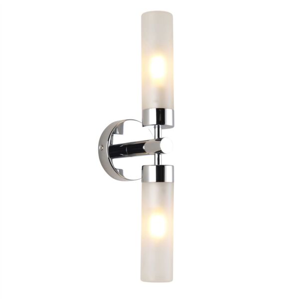 Saxby Lighting - Frost - 121016 - Chrome Frosted Glass 2 Light IP44 Bathroom Wall Light