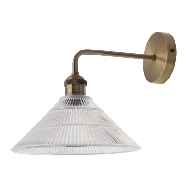 Isaac - Antique Brass Wall Light with Fluted Glass Shade