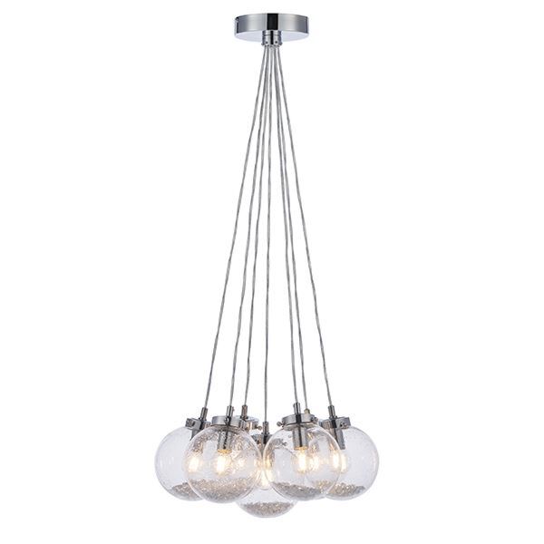 Endon Lighting - Harbour - 76292 - Chrome Clear Bubbled Glass 7 Light Ceiling Pendant Light