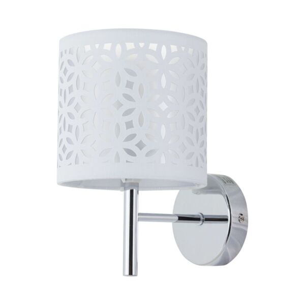 Brea - Chrome Wall Light with White Cut Out Shade