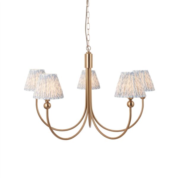 Endon Lighting - Santiago - 115050 - Aged Brass Blue 5 Light Ceiling Pendant Light