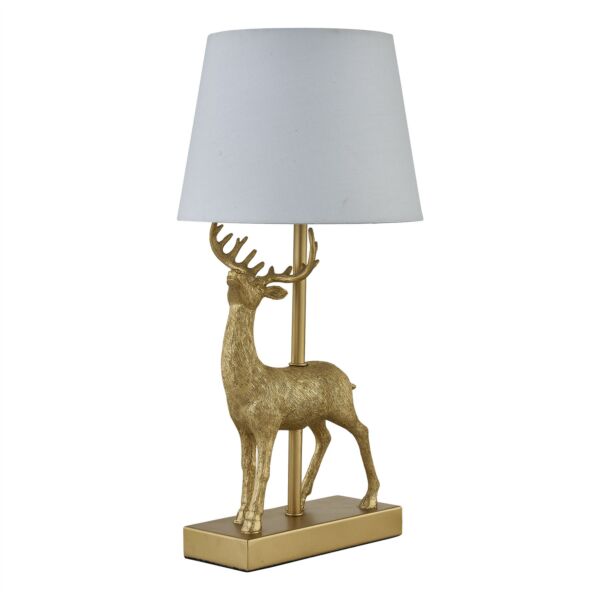 Grace - Gold Stag Table Lamp with White Shade