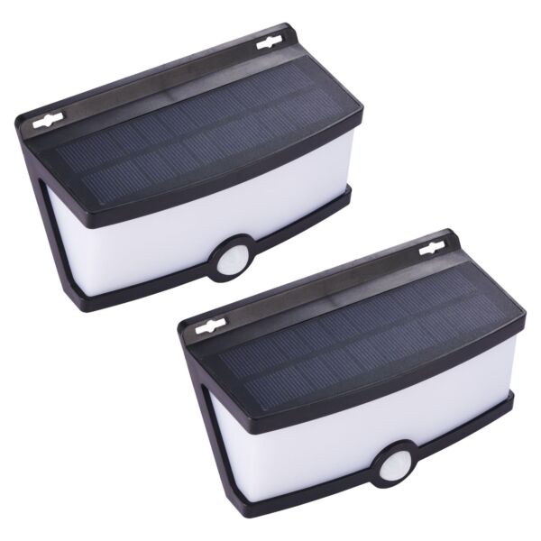 Set of 2 Cue - LED Grey Opal IP54 Solar Outdoor Wall Washer Lights