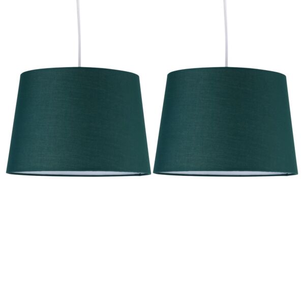Set of 2 Dark Green 28cm Tapered Cylinder Pendant or Lamp Shades