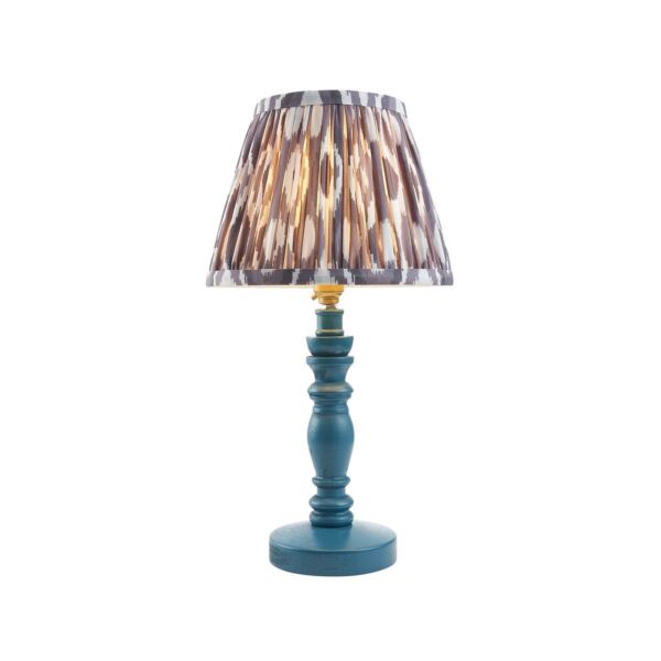 Endon Lighting - Bibury & Ikat 20cm - 115091 - Blue Aged Brass Grey Table Lamp With Shade