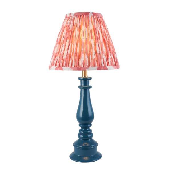 Endon Lighting - Myrtle & Ikat 25cm - 116346 - Blue Warm Brass Pink Table Lamp With Shade