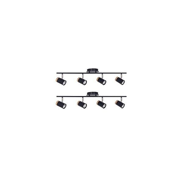 Set of 2 Stratton - Black with Wood Detail Four Way Spotlights