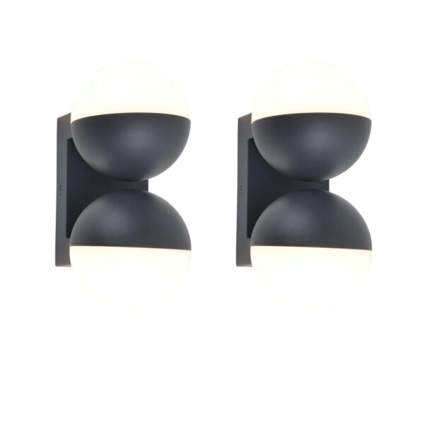 Set of 2 Looma - LED Dark Grey Opal 2 Light IP54 Outdoor Wall Washer Lights