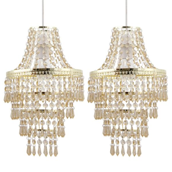 Set of 2 Gold Tiered Chandelier Style Light Shades