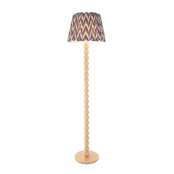 Endon Lighting - Cane & Zigzag 40cm - 114339 - Natural Bamboo Grey Floor Lamp
