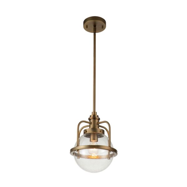 Quintiesse - Triocent - QN-TRIOCENT-P-NBR - Natural Brass Clear Seeded Glass IP44 Bathroom Ceiling Pendant Light