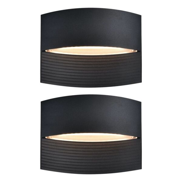Set of 2 Lotus - LED Black Clear 2 Light IP54 Outdoor Wall Washer Lights