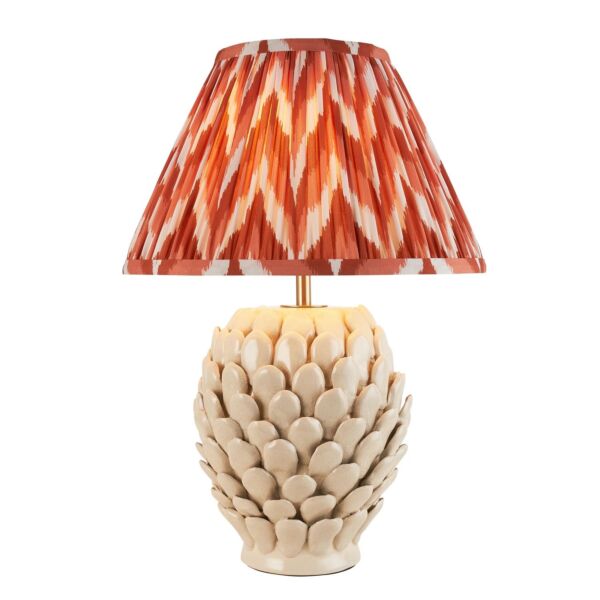 Endon Lighting - Layered Leaf & Zigzag 30cm - 116417 - Cream Crackle Aged Brass Orange Ceramic Table Lamp With Shade