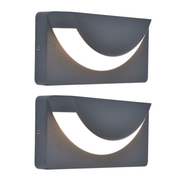 Set of 2 Lups - LED Dark Grey Opal IP54 Outdoor Wall Washer Lights