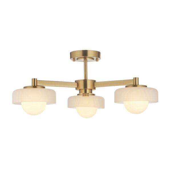 Endon Lighting - Boss - 120631 - Aged Brass Opal Frosted Glass 3 Light Flush Ceiling Light