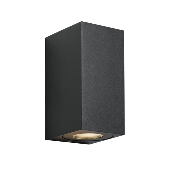 Nordlux - Canto - 49731203 - Black Clear Ribbed Glass 2 Light IP44 Outdoor Wall Washer Light