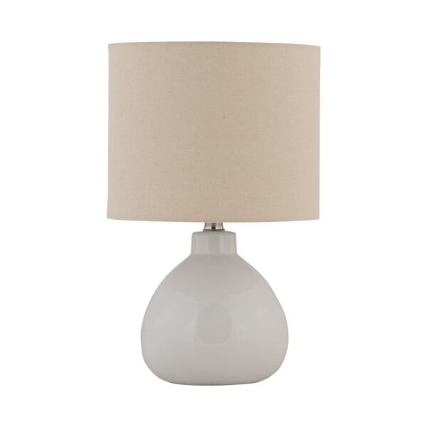 Tuscan - White Ceramic Lamp with Natural Linen Shade