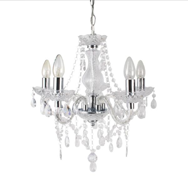 Clear and Chrome Marie Therese Style 5 x 40W Chandelier