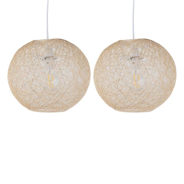 Set of 2 Abaca - Natural 10" Globe Ceiling Light Shades