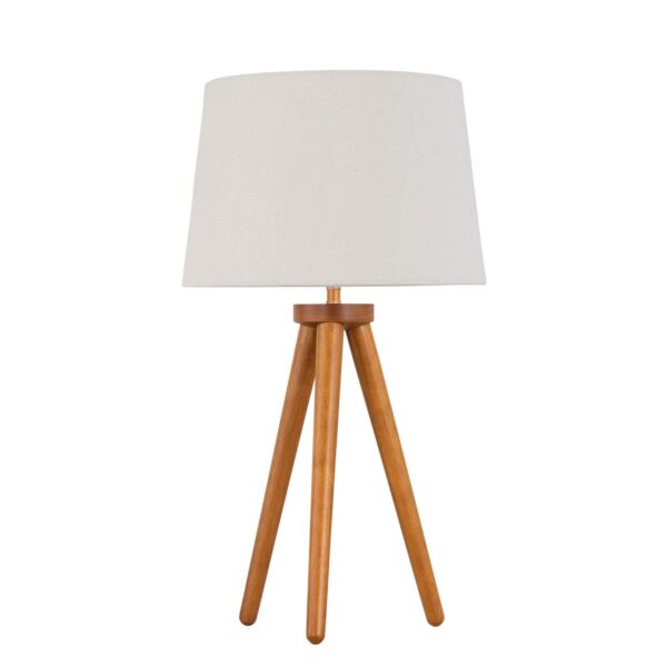 Voyage - Dark Oak Table Lamp or Bedside Light with Natural Linen Shade