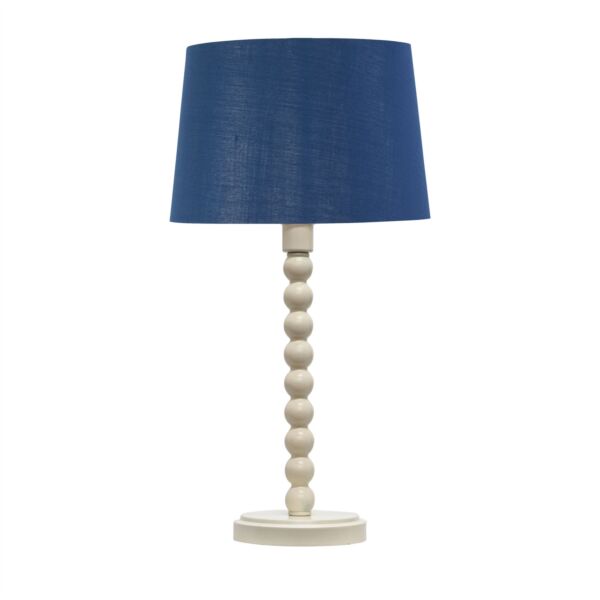 Bobbin - Ivory Lamp with Navy & Silver Shade