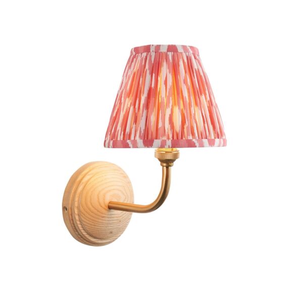 Endon Lighting - Wood Arc & Ikat 16cm - 115808 - Ash Wood Pink Wall Light