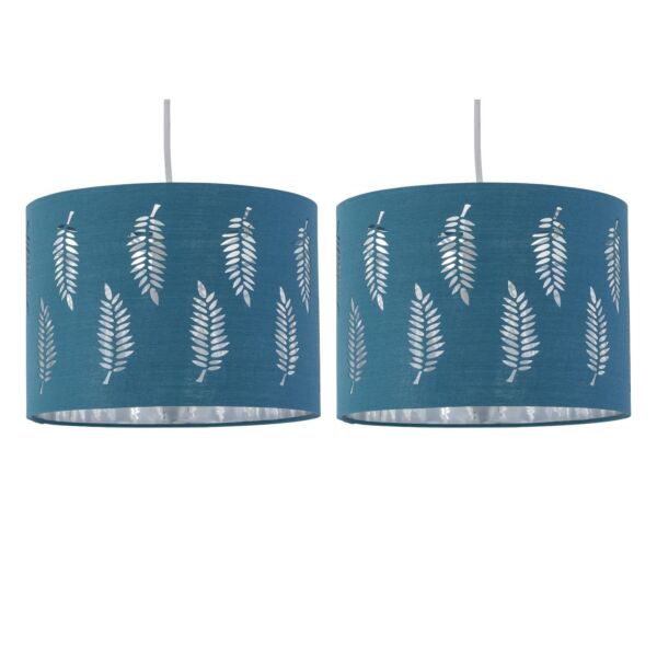 Set of 2 Fern - Teal Cut Out 30cm Pendant Lightshades