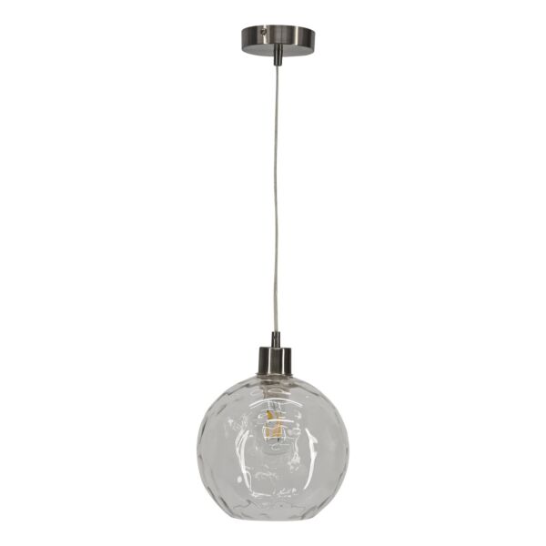 Barnum - Clear Dimple Glass Globe with Satin Nickel Pendant Fitting
