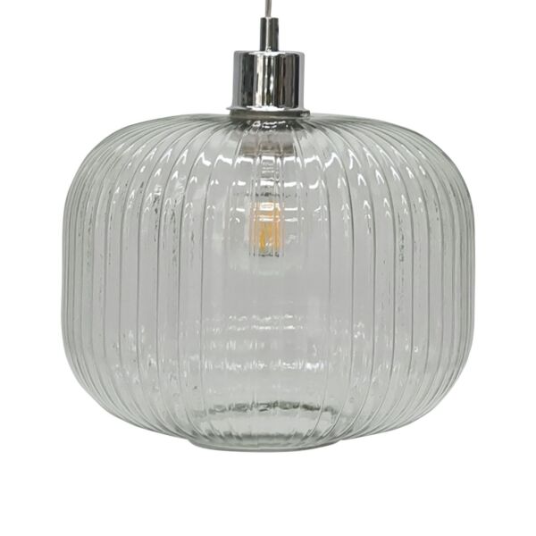 Batley Large - Clear Ribbed Glass Easy Fit Pendant Shade