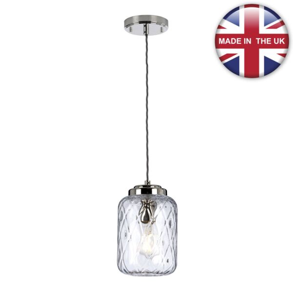 Elstead Lighting - Sola - SOLA-P - Nickel Clear Seeded Glass Ceiling Pendant Light