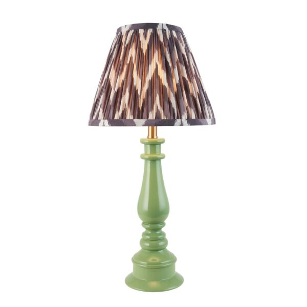 Endon Lighting - Myrtle & Zigzag 25cm - 116333 - Green Warm Brass Grey Table Lamp With Shade