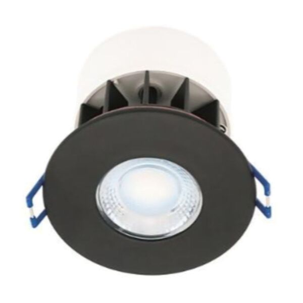 Set of 10 Fire Rated LED Bathroom Downlights - Matt Black IP65 Recessed Downlights