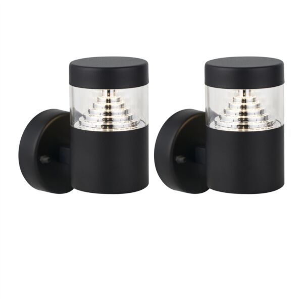 Set of 2 Pyramid - Black LED Outdoor Wall Lights