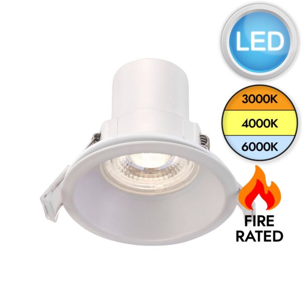 Saxby Lighting - ShieldECO CCT - 101342 - LED White Clear IP65 Anti Glare Bathroom Recessed Fire Rated Ceiling Downlight