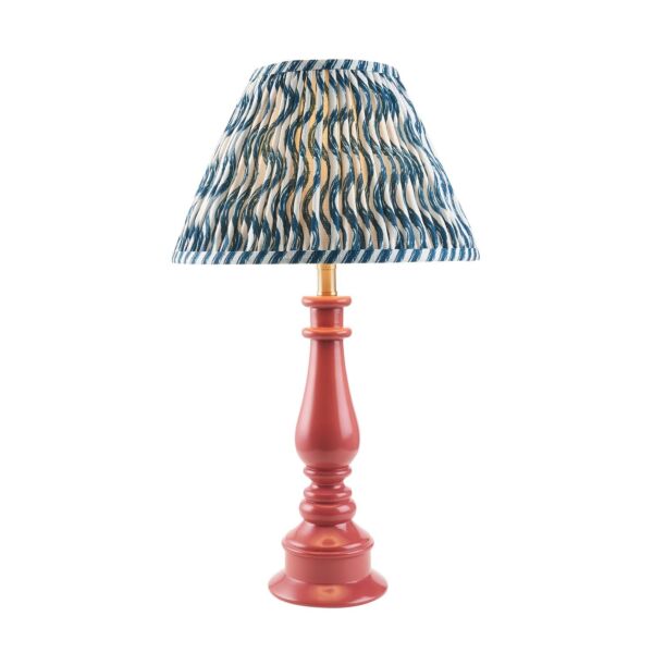 Endon Lighting - Myrtle & Ripple 30cm - 114893 - Pink Warm Brass Blue Table Lamp With Shade