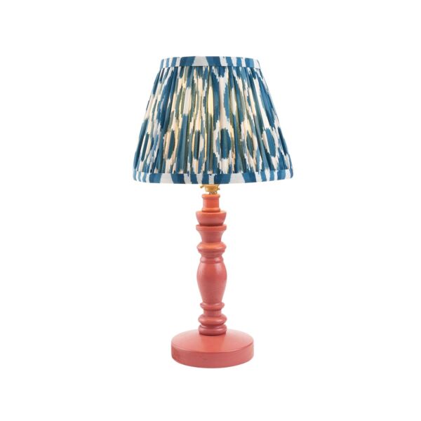 Endon Lighting - Bibury & Ikat 20cm - 114275 - Pink Aged Brass Blue Table Lamp With Shade